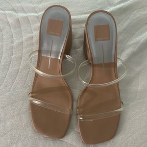 Dolce vita tan chunky heel with clear strap